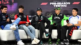Carlos Sainz, Olliver Bearman, Andrea-Kimi Antonelli, Gabriel Bortoleto et Isack Hadjar aux essais de pré-saison 2025 à Bahreïn