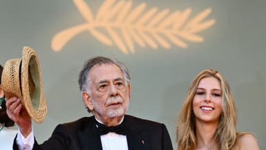 Le réalisateur Francis Ford Coppola et sa fille Romy Mars lors de la présentation du film "Megalopolis" au Festival de Cannes, le 16 mai 2024.