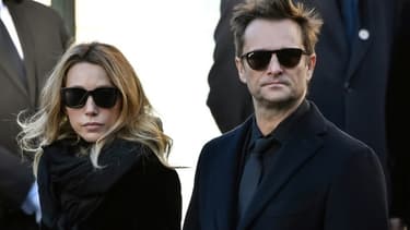 David Hallyday et Laura Smet lors des funérailles de leur père, Johnny Hallyday, le 9 décembre 2017 à Paris