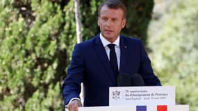 Emmanuel Macron lors des 75 ans du débarquement en Provence, le 15 août. 