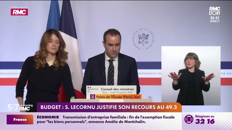 Budget : Sébastien Lecornu justifie son recours au 49.3