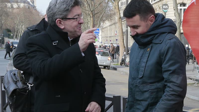 Jean-Luc Mélenchon et Olivier Besancenot lors d'une manifestation le 26 janvier 2016.