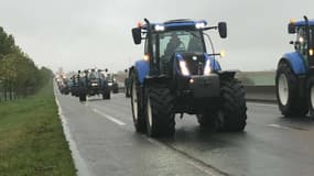 Les agriculteurs en opération escargot en Ile-de-France le 8 octobre.