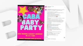 L'annonce de la "Caba Baby Party", prévue le 11 décembre 2022 à Bordeaux (Gironde).