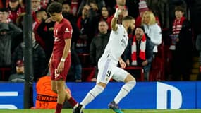 Karim Benzema lors de Liverpool-Real, à Anfield le 21 février 2023