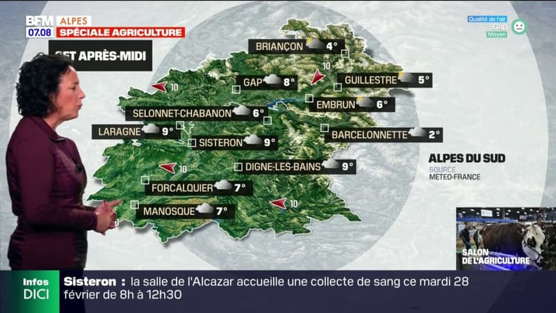 Météo Alpes du Sud: des nuages et quelques flocons, jusqu'à 8°C à Gap et 9°C à Digne-les-Bains