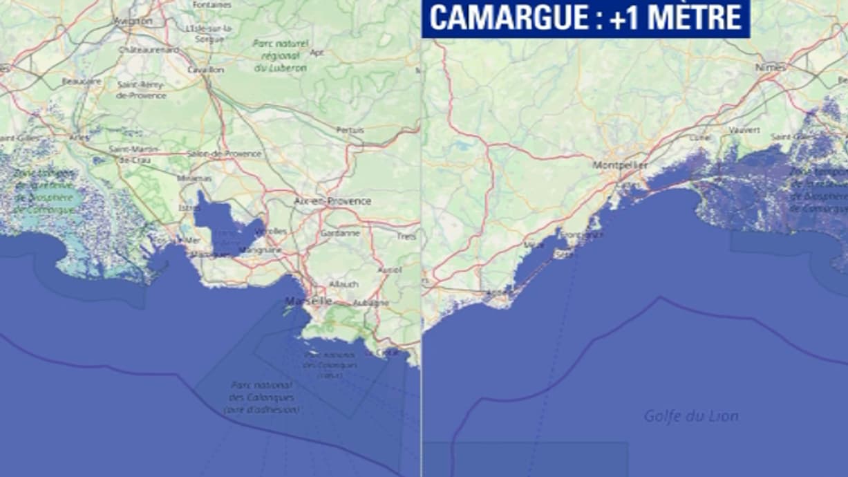 Côte maritime Camargue montée des eaux