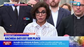 Incendie de la cathédrale de Rouen: Rachida Dati, la ministre de la Culture, présente sur place