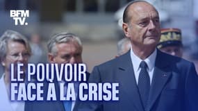 Jacques Chirac, accompagné de son Premier ministre Jean-Pierre Raffarin, le 18 juin 2003