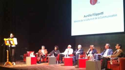 Aurélie Filippetti intervenant lundi lors du débat sur le futur traité de libre échange