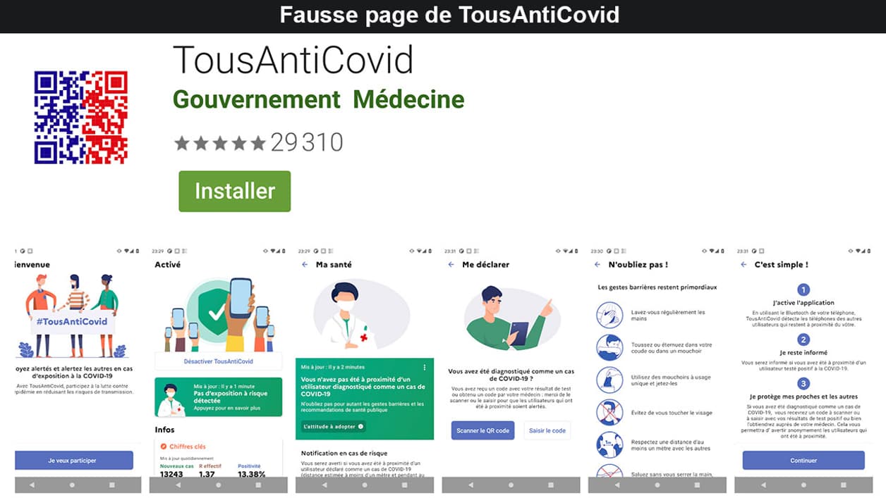 Capture d'écran du site pirate imitant le Google Play Store Capture d'écran du site pirate imitant le Google Play Store