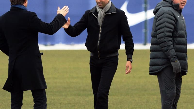 Leonardo, de dos, avec Nasser Al-Khelaïfi et Carlo Ancelotti