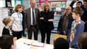 Jean-Michel Blanquer et Brigitte Macron rendent visite à trois enfants ukrainiens, scolarisés dans une école d'Epinay-sur-Seine le 15 mars 2022