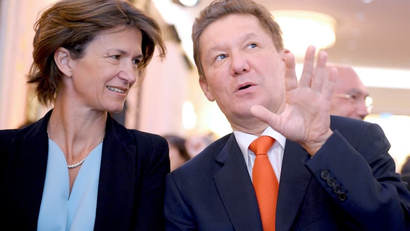 Isabelle Kocher, la directrice générale d'Engie et Alexei Miller, le patron de Gazprom.