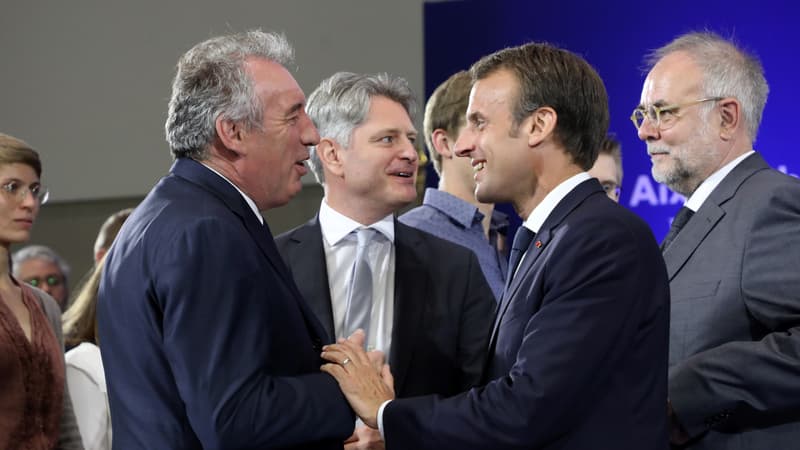 François Bayrou et Emmanuel Macron à Aix-la-Chapelle, le 10 mai 2019.