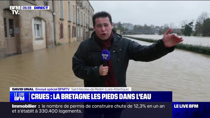 Crues dans l'Ouest: à Redon, l'eau continue de monter et menace d'inonder tout un quartier