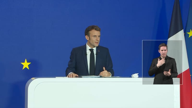 Emmanuel Macron lors de sa conférence de presse le 9 décembre 2021