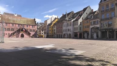 Place de la Réunion à Mulhouse pendant le confinement de mars 2020