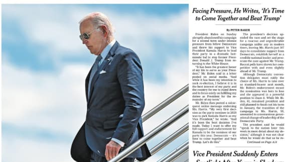 La Une du New York Times le 22 juillet 2024