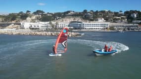 La marina olympique du Roucas blanc de Marseille, le 2 avril 2024, qui accueille les épreuves de voile lors des Jeux de Paris du 26 juillet au 11 août.