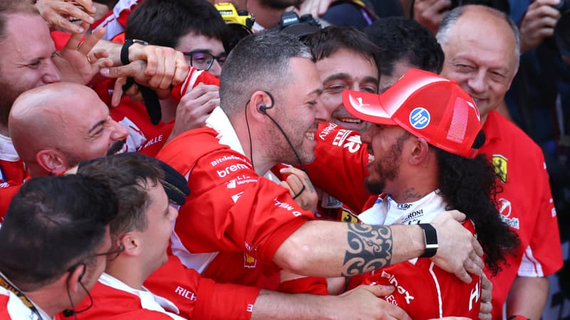 Lewis Hamilton celebre sa victoire lors du GP de Barcelone le 14 juin 2026 2303383