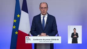 Jean Castex lors d'une conférence de presse le 20 janvier 2022 à Paris