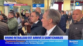 Marseille: Bruno Retailleau en visite dans la gare Saint-Charles pour le bilan de l'opération Jumbo
