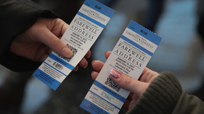 Des tickets pour assister au discours d'adieux de Barack Obama, le 10 janvier 2017, à Chicago.