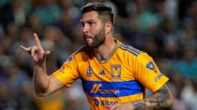 André-Pierre Gignac célèbre un but avec les Tigres de Monterrey, le 18 janvier 2024