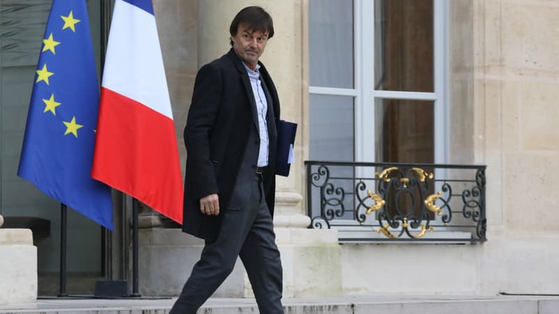 Nicolas Hulot quittant l'Elysée le 17 janvier 2018.