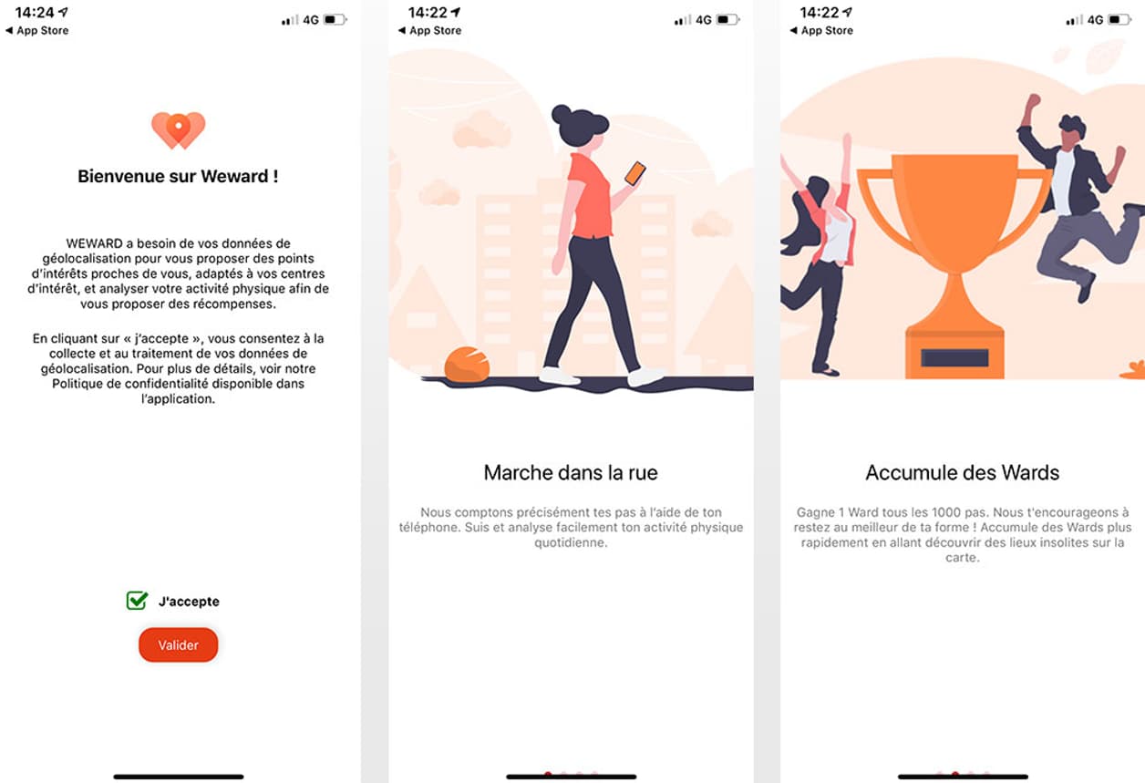 Interface de l'application WeWard