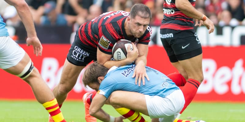Le trois quart centre du Stade Toulousain Pierre-Louis Barassi lors du match de Top 14 contre Perpignan, 13 septembre 2025