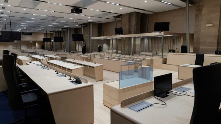 La salle d'audience construite spécialement pour le procès des attentats du 13 novembre 2015 au Palais de justice de Paris, le 4 jjuin 2021 La salle d'audience construite spécialement pour le procès des attentats du 13 novembre 2015 au Palais de justice de Paris, le 4 jjuin 2021