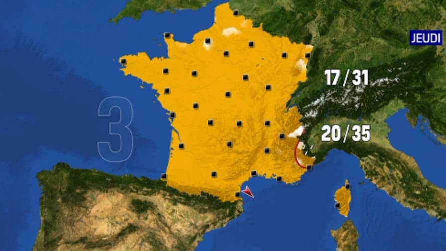 Les températures attendues pour le jeudi 14 juillet 2022