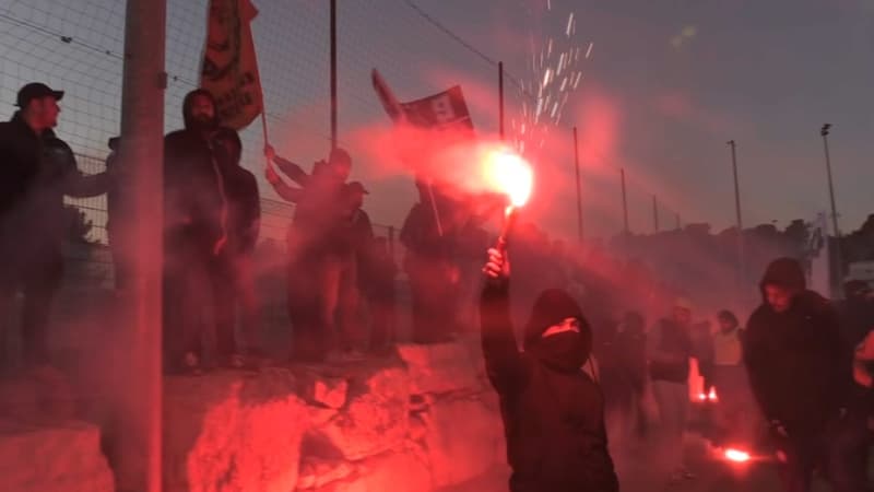 OM-PSG: fumigènes, chants… Les images des supporters marseillais à l'entraînement, à la veille du Classique