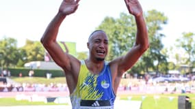 Les larmes de Pascal Martinot-Lagarde lors des championnats de France d'athlétisme, pour la dernière course de sa carrière, 3 août 2025