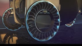 Goodyear expose au Bourget son concept de pneu-hélice dédié aux voitures volantes.