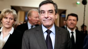 François Fillon, Nadine Morano, Chritian Estrosi et Brice Hortefeux, à la Maison de la Chimie le 20 février, à l'occasion de la réunion des Amis de Sarkozy.