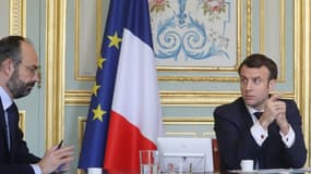 Edouard Philippe et Emmanuel Macron à l'Elysée, le 19 mars 2020