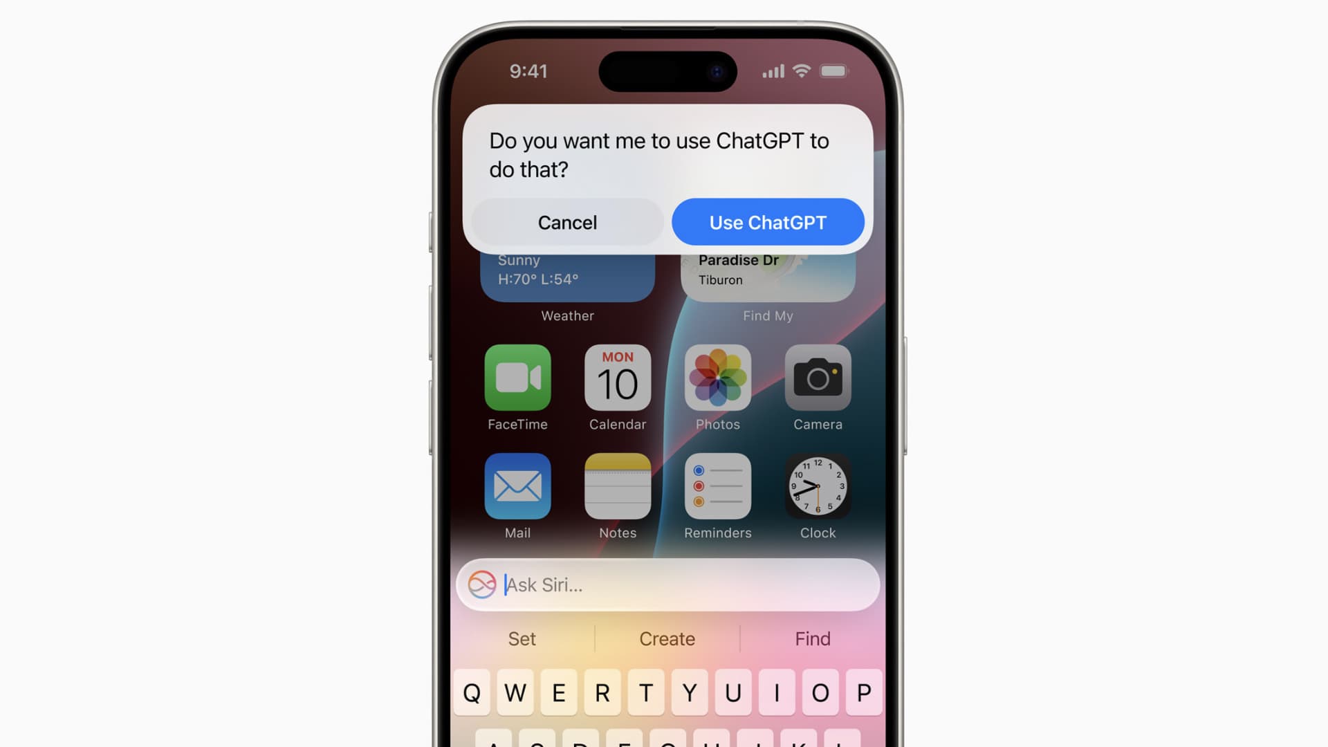 Capture d'écran de l'intégration de ChatGPT à iOS 18 Capture d'écran de l'intégration de ChatGPT à iOS 18