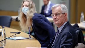 Michel Barnier assiste  un nouveau round de discussions sur le Brexit depuis Bruxelles, le 14 décembre 2020