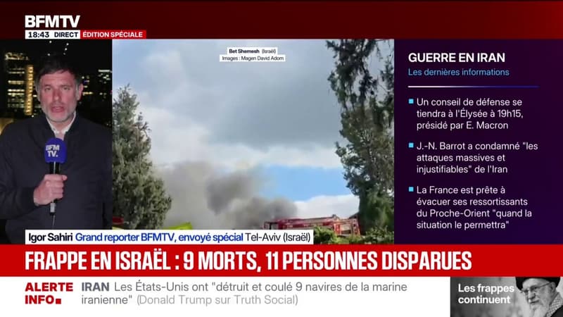 Frappes iraniennes en Israël: neuf personnes sont mortes et 11 personnes sont toujours portées disparues