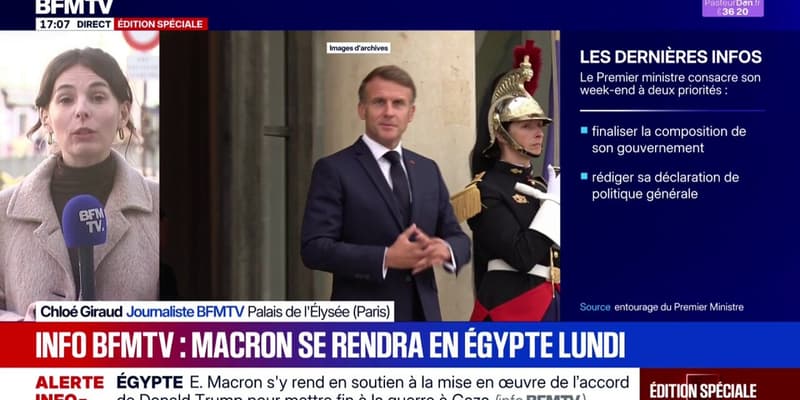 Emmanuel Macron sera en Égypte ce lundi en soutien à la mise en œuvre de l'accord de Donald Trump pour mettre fin à la guerre à Gaza