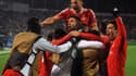 Les joueurs du Benfica Lisbonne fêtent leur qualification pour les quarts