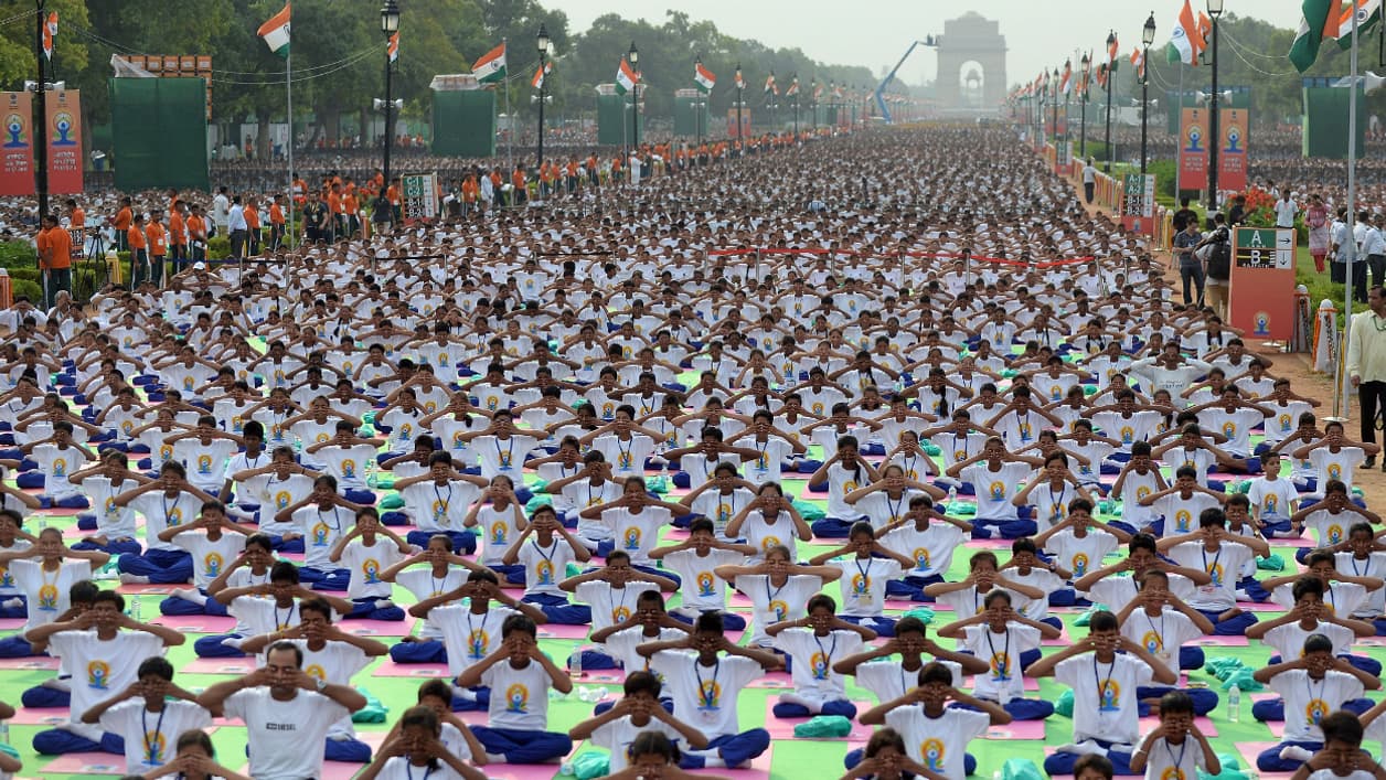 Séance de yoga géante à New Delhi, dimanche 21 juin. 
