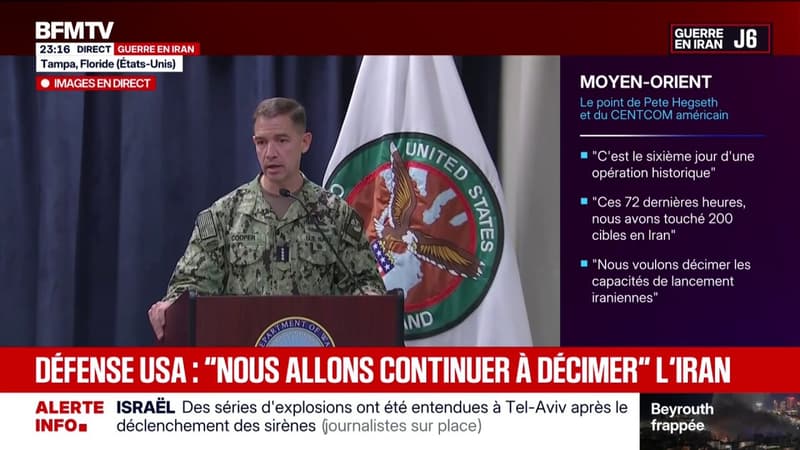 Guerre au Moyen-Orient: "Nous allons continuer à décimer l'Iran", assure le commandant du Commandement central des États-Unis