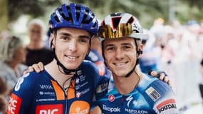 Romain Bardet et Remco Evenepoel sur le Critérium du Dauphiné, le 15 juin 2025