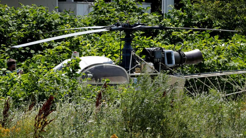 Hélicoptère utilisé pour l'évasion de Rédoine Faïd, le 1er juillet 2018