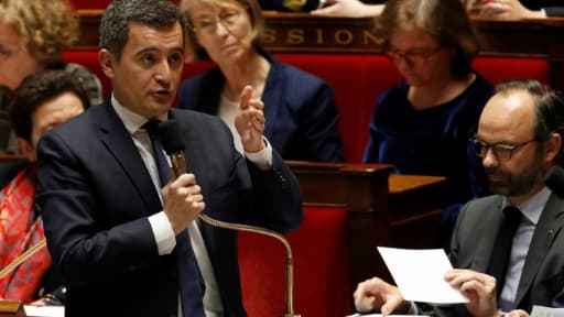 Le ministre des Comptes publics, Gérald Darmanin, lors d'une séance de questions au gouvernement à l'Assemblée nationale le 11 avril 2018 à Paris