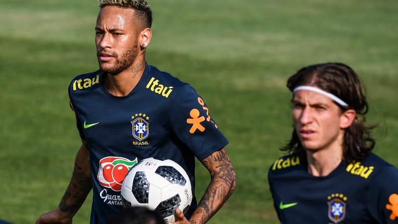 Neymar et Filipe Luis lors de la Coupe du monde 2018